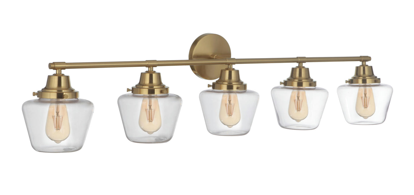 Essex 5 Light Vanity, Satin Brass