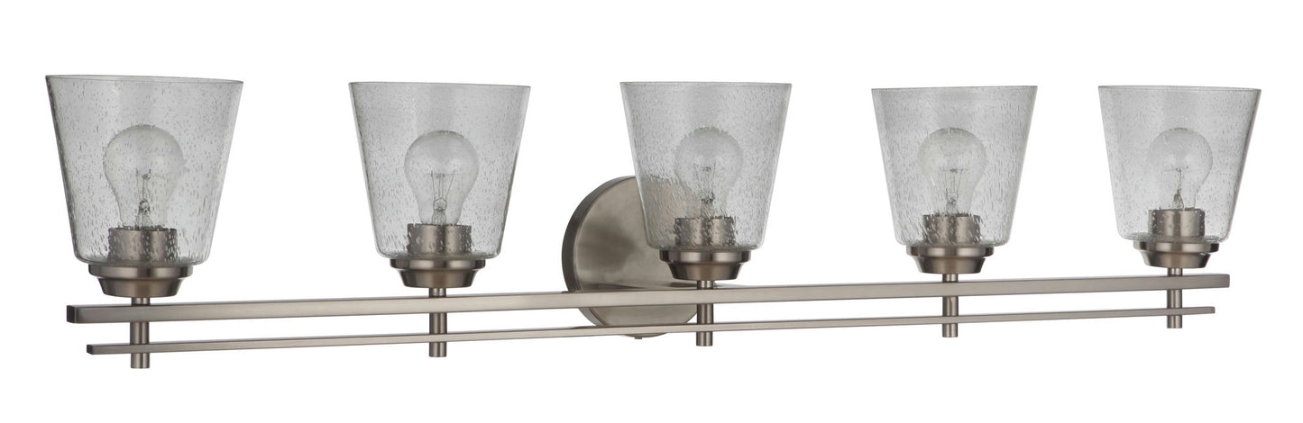 Drake 5 Light Vanity, Brushed Polished Nickel