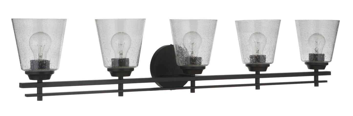 Drake 5 Light Vanity, Flat Black