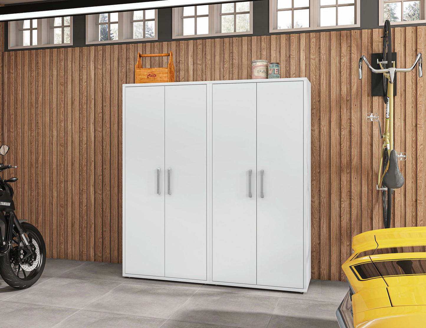 Eiffel Storage Cabinet in White (Set of 2)