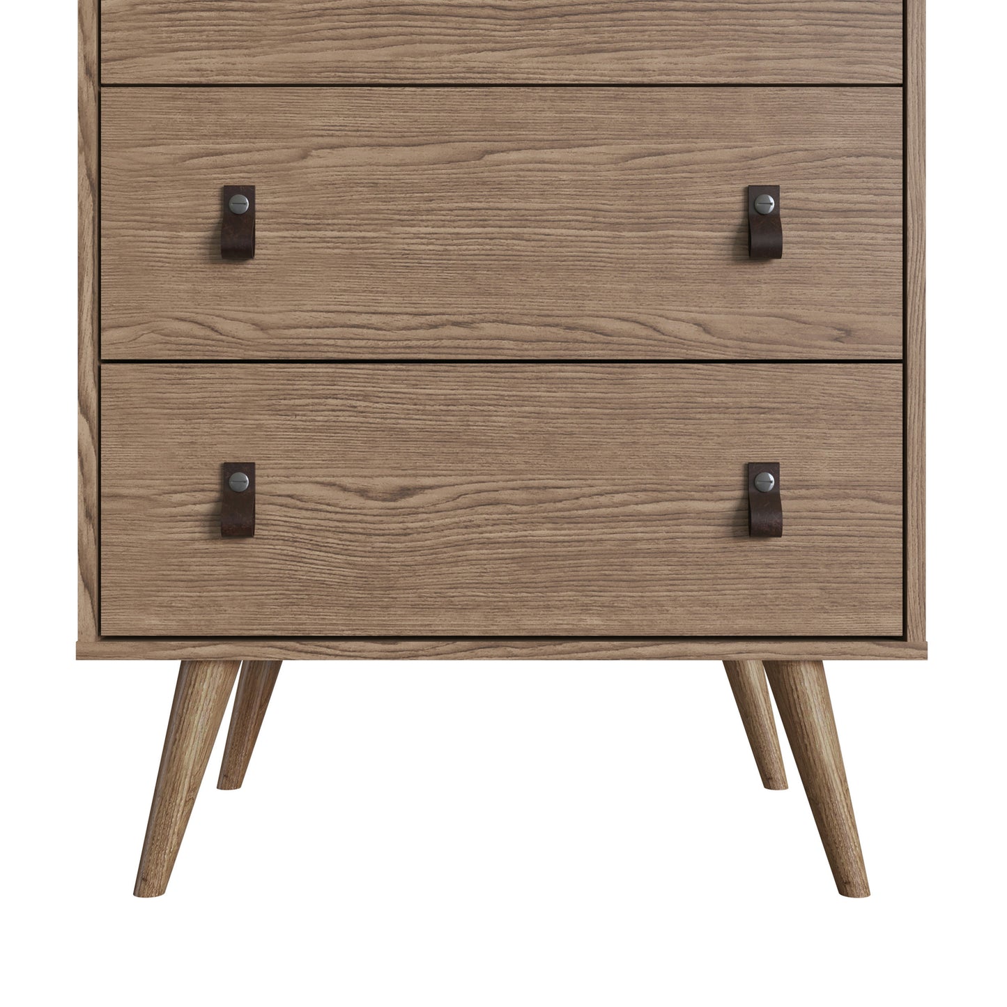 Amber Tall Dresser with Faux Leather Button Handles in Nature (Set of 2)