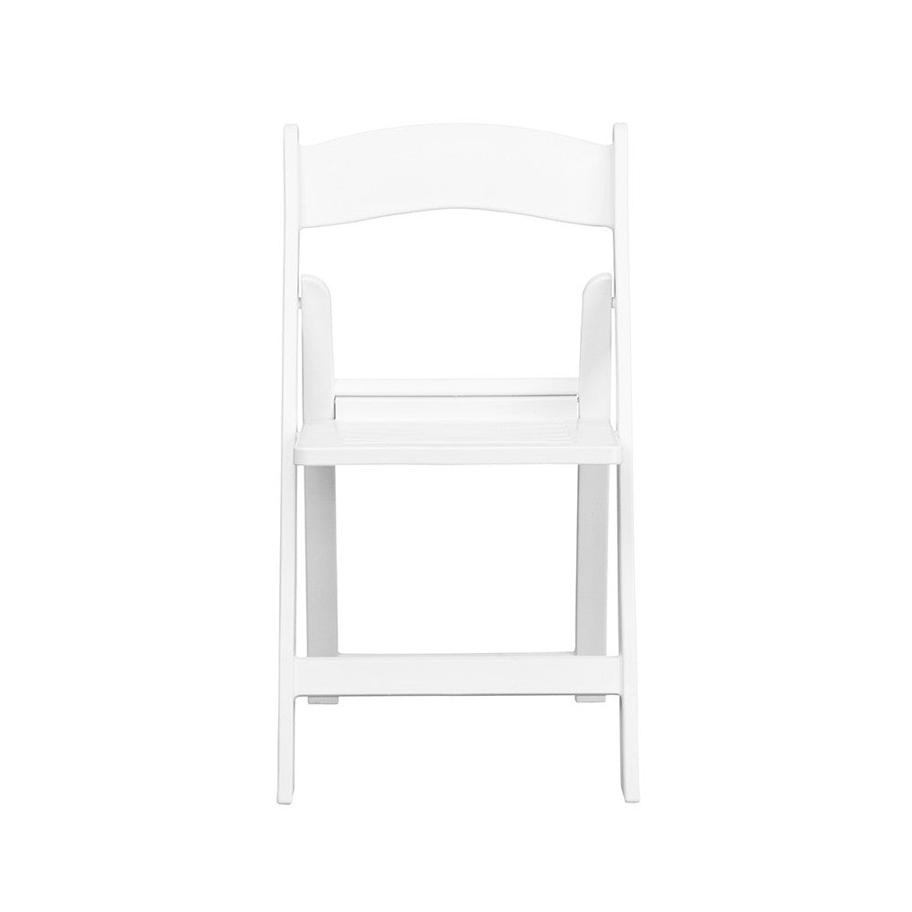 2 Pack 1000 lb. Capacity White Resin Folding Chair with Slatted Seat