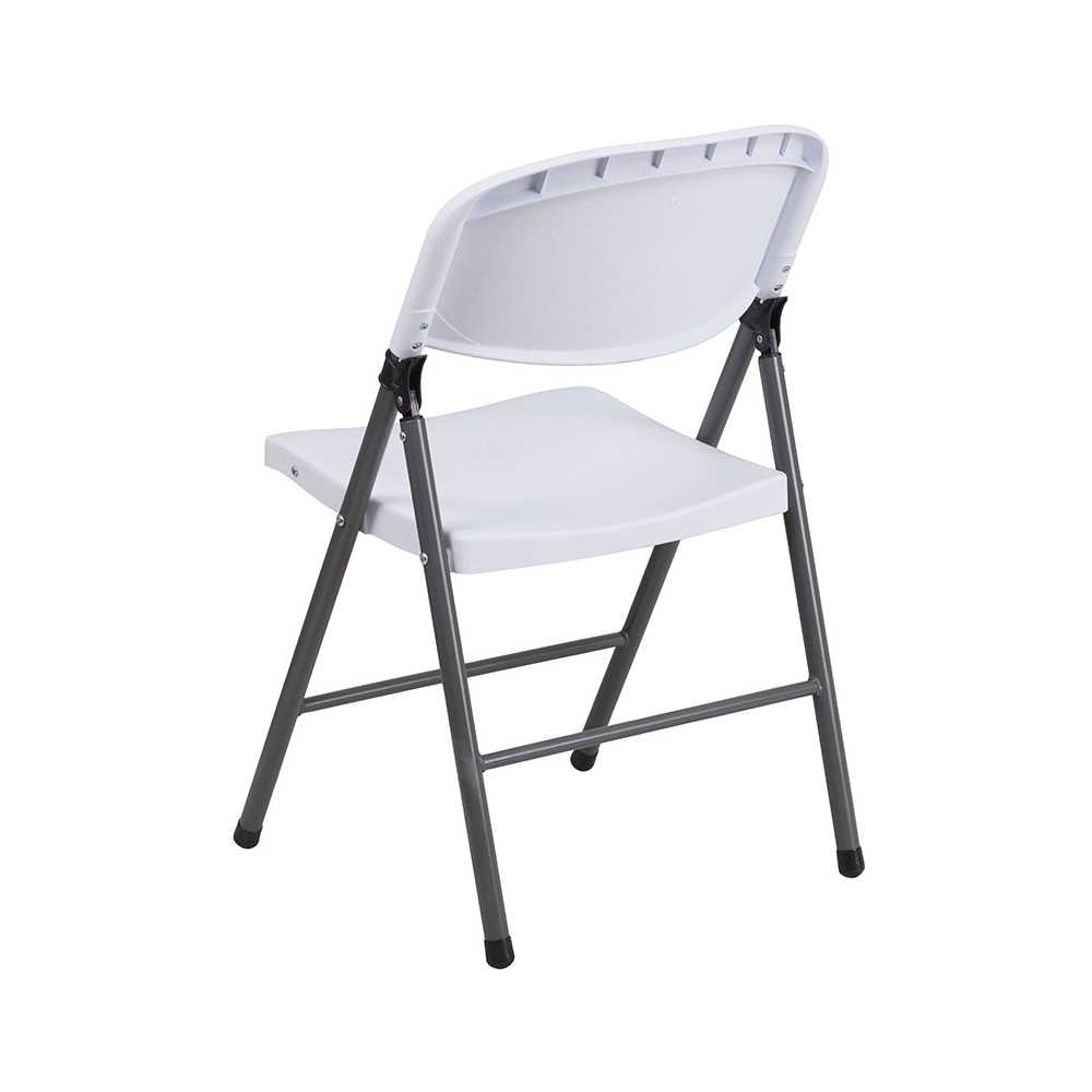 2 Pack 330 lb. Capacity Granite White Plastic Folding Chair with Charcoal Frame