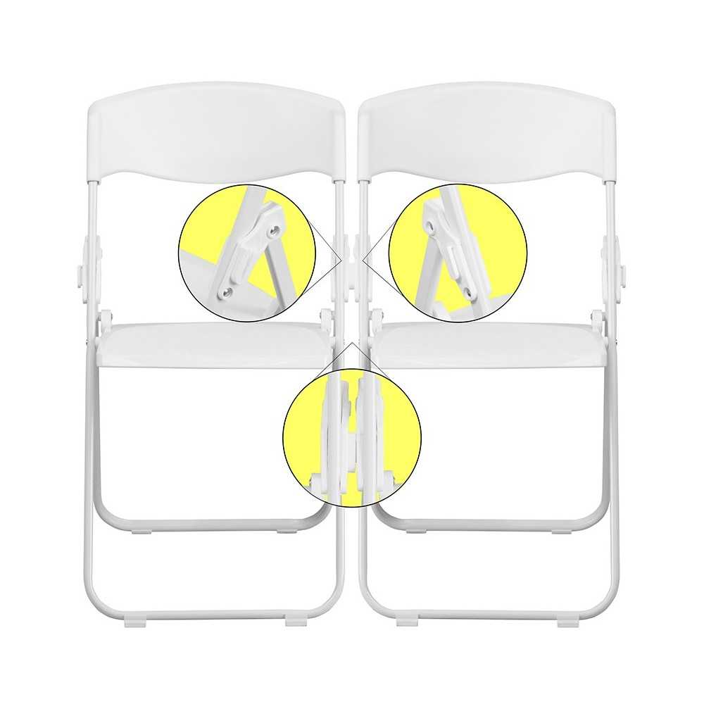 2 Pack 500 lb. Capacity Heavy Duty White Plastic Folding Chair with Built-in Ganging Brackets