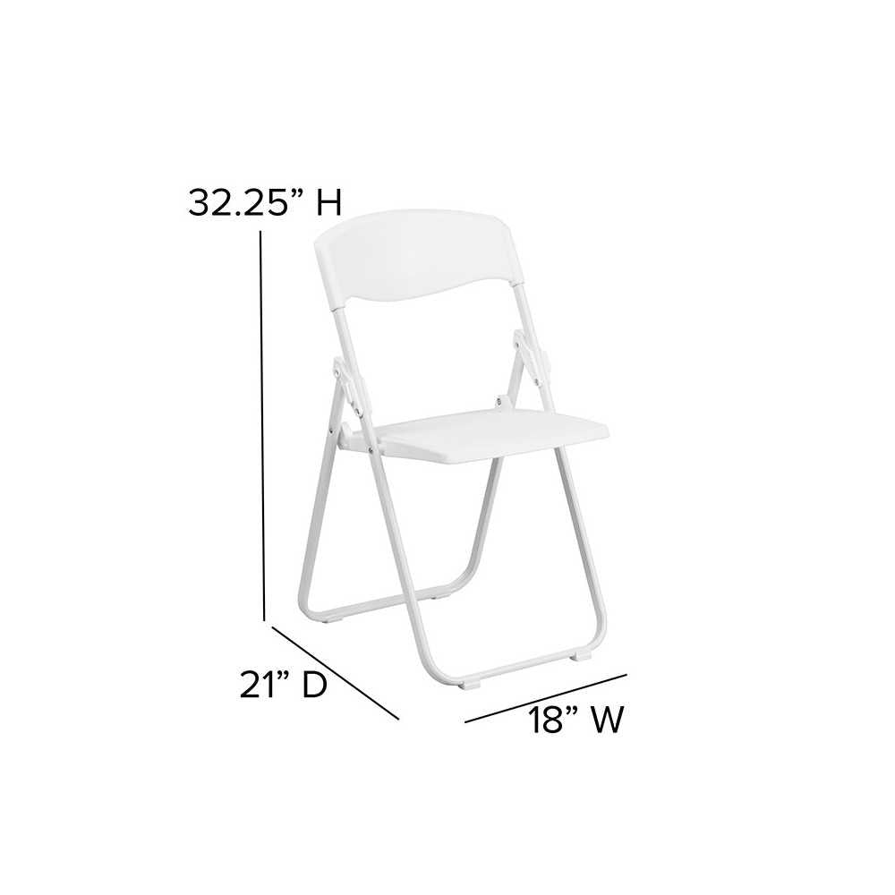2 Pack 500 lb. Capacity Heavy Duty White Plastic Folding Chair with Built-in Ganging Brackets