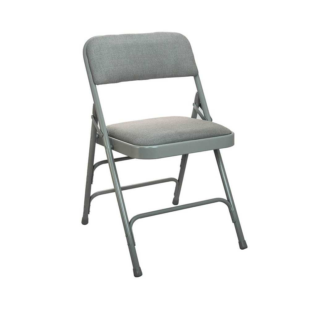 2-Pack Advantage Gray Padded Metal Folding Chair - Gray 1-in Fabric Seat