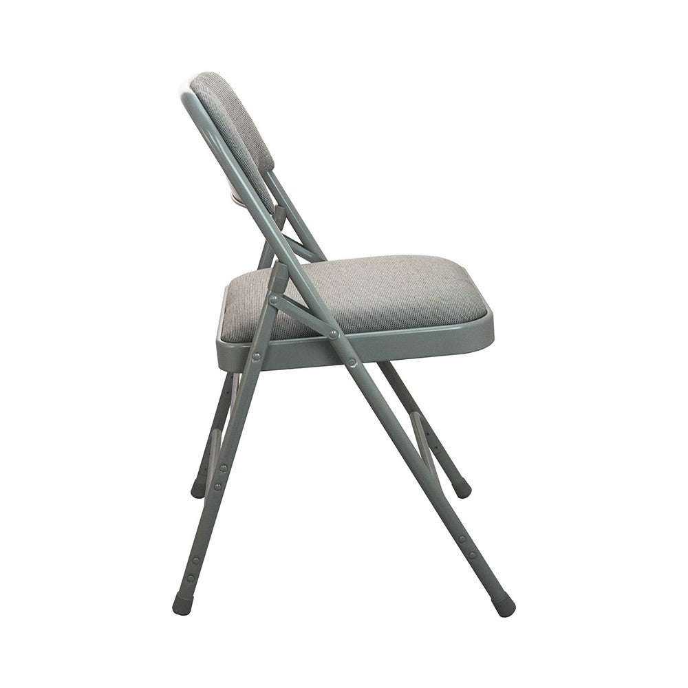 2-Pack Advantage Gray Padded Metal Folding Chair - Gray 1-in Fabric Seat