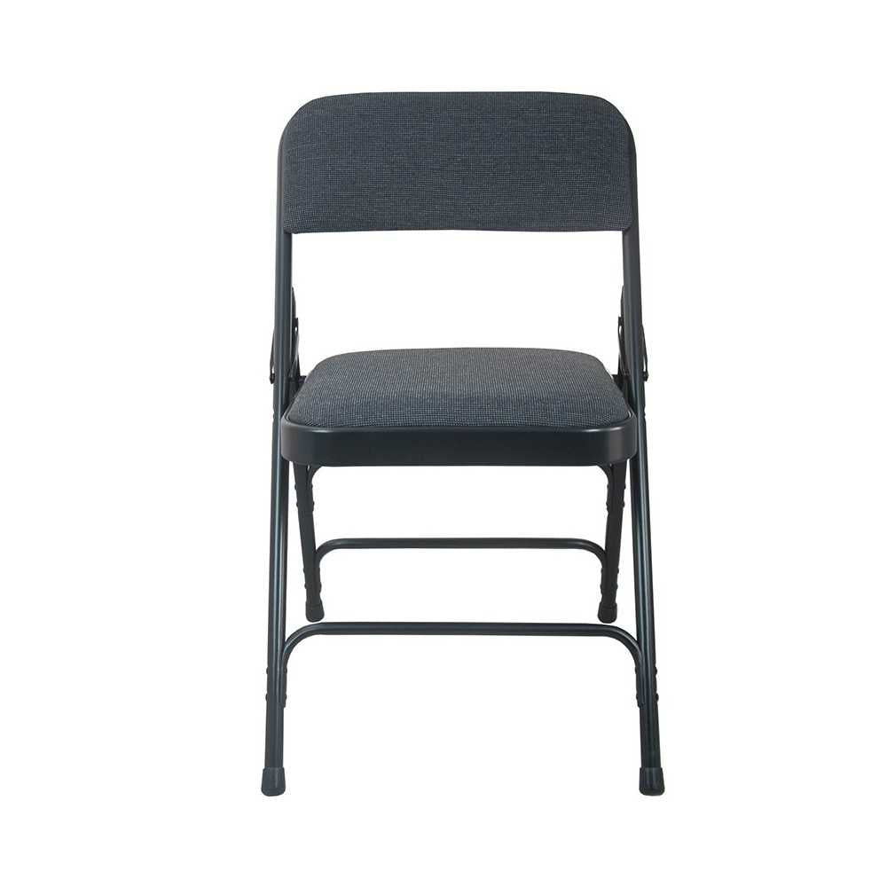 2-Pack Advantage Black Padded Metal Folding Chair - Black 1-in Fabric Seat