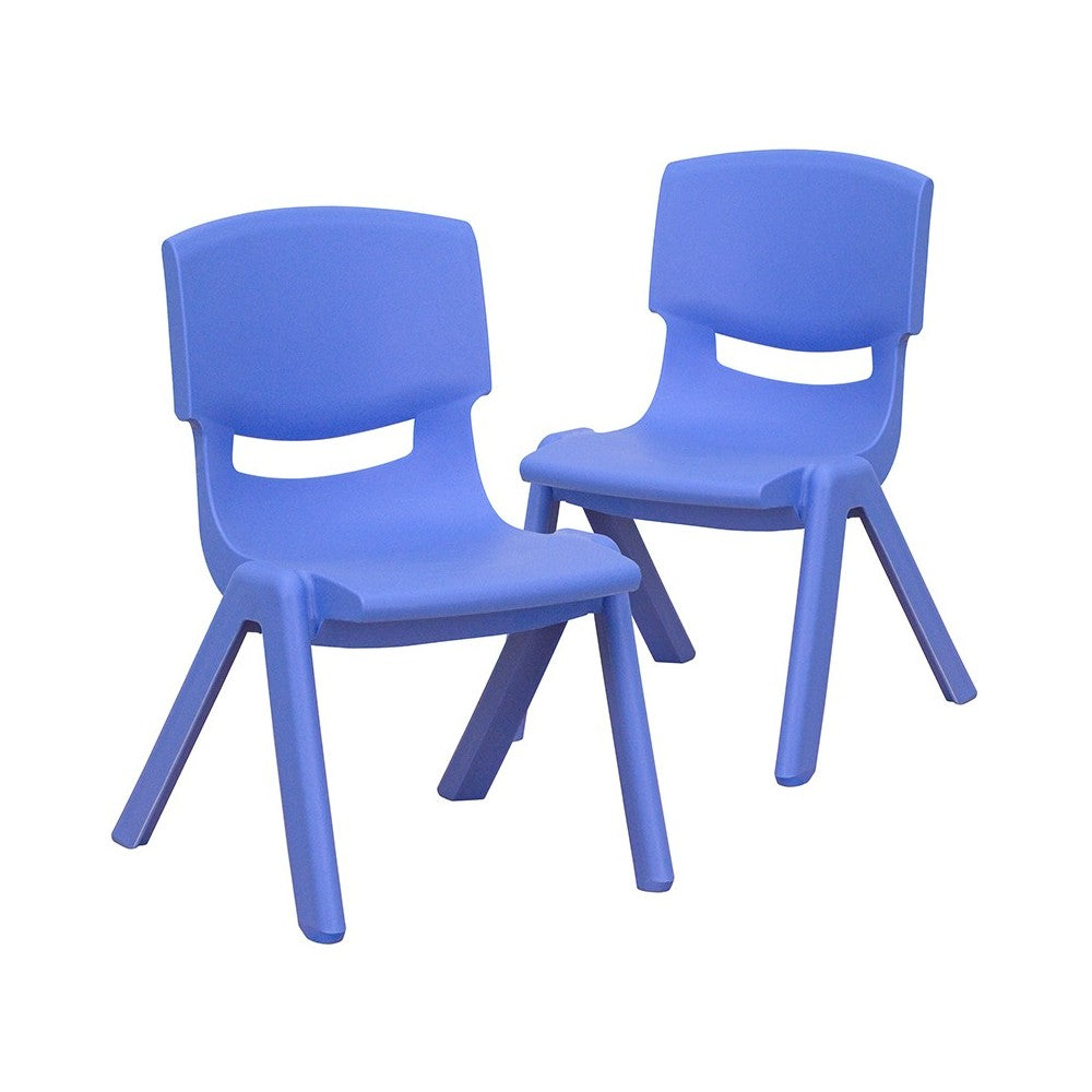 2 Pack Blue Plastic Stackable School Chair with 10.5'' Seat Height