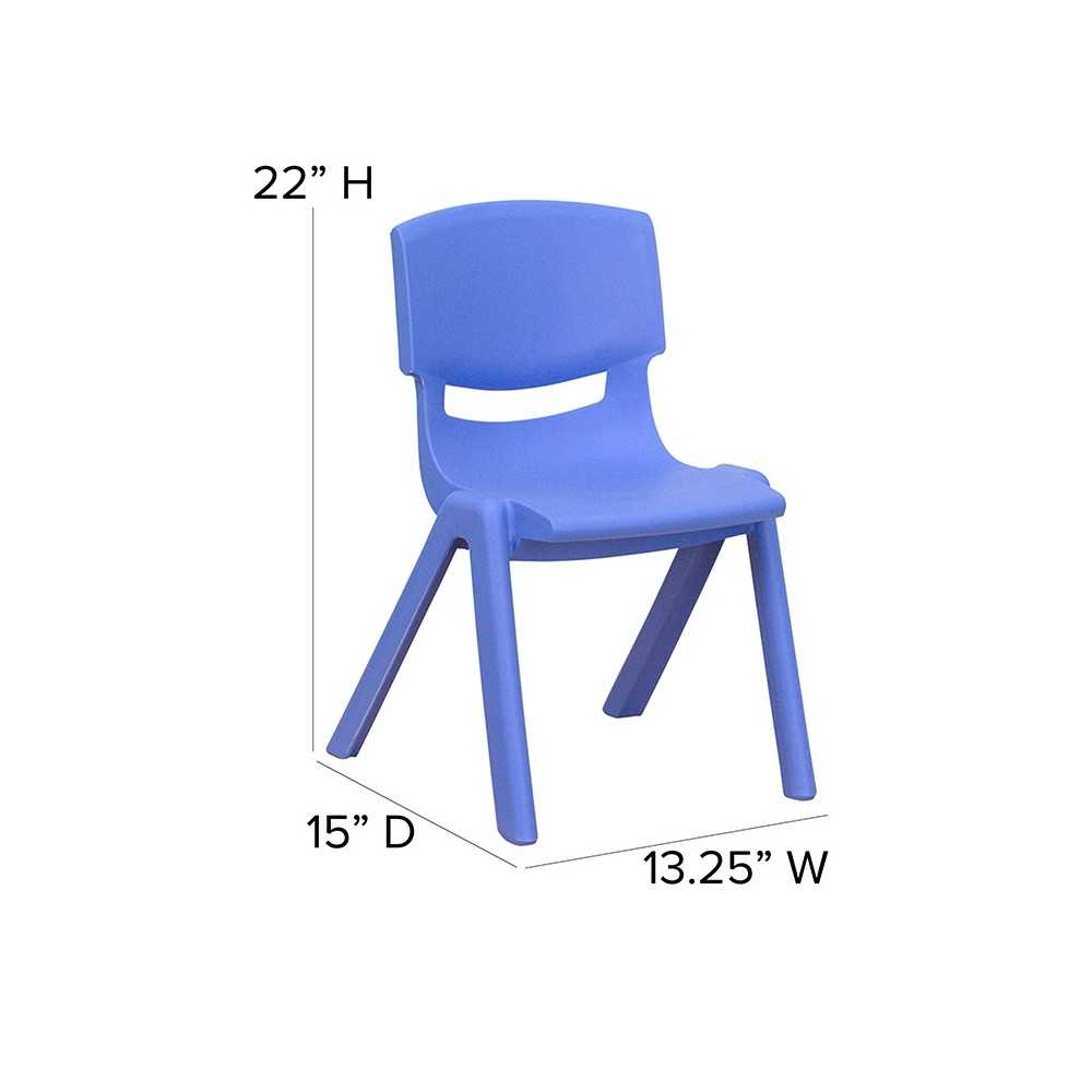 2 Pack Blue Plastic Stackable School Chair with 12" Seat Height