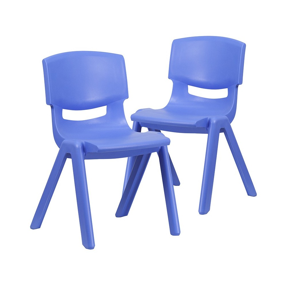 2 Pack Blue Plastic Stackable School Chair with 15.5" Seat Height