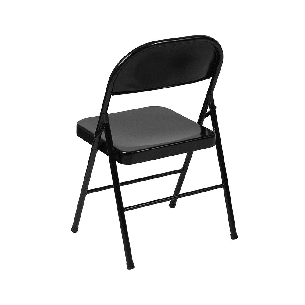 2 Pack Double Braced Black Metal Folding Chair
