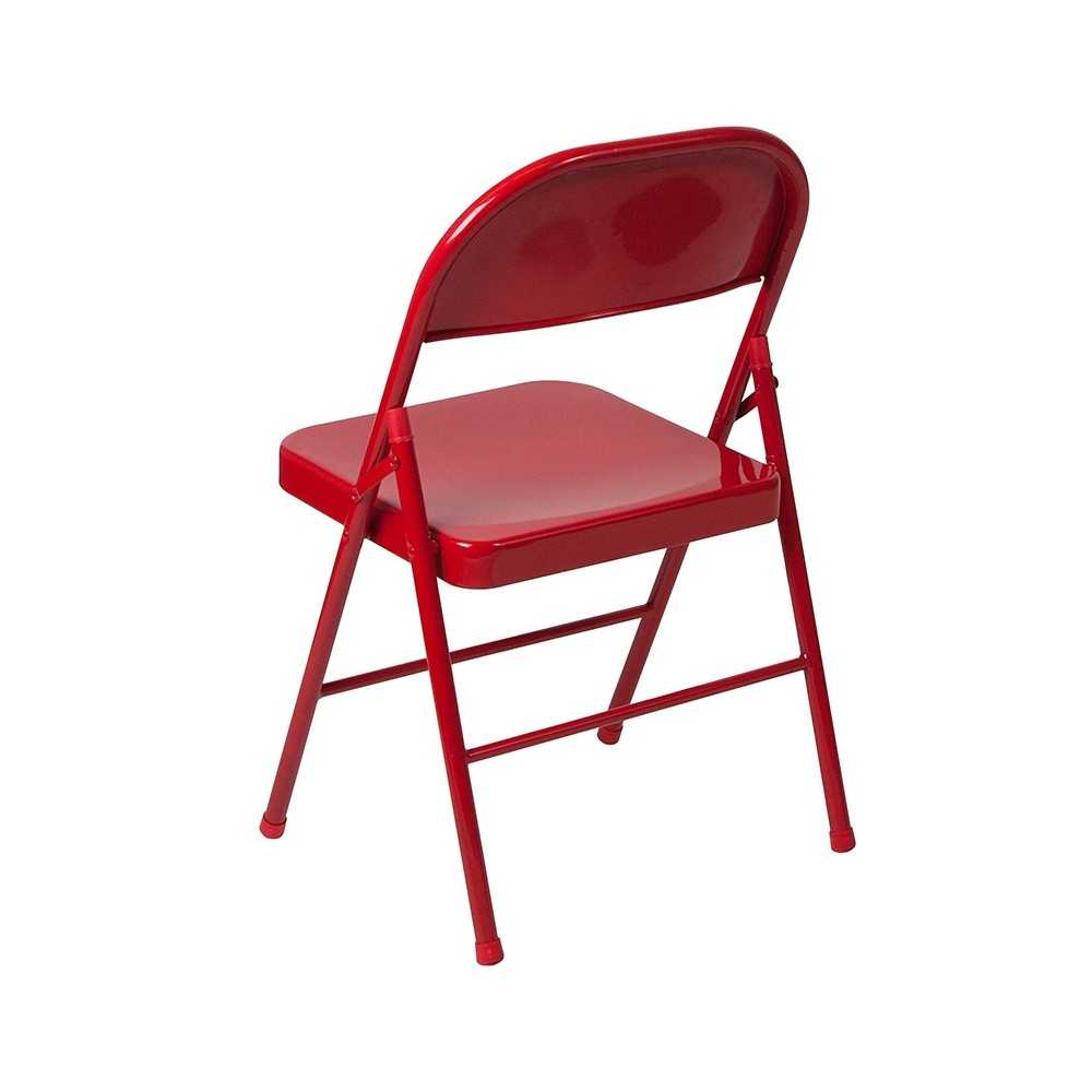 2 Pack Double Braced Red Metal Folding Chair