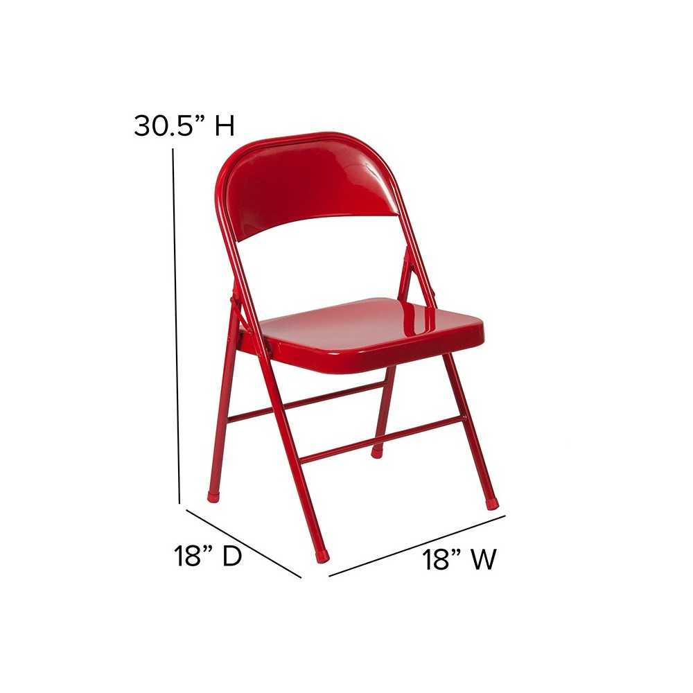 2 Pack Double Braced Red Metal Folding Chair