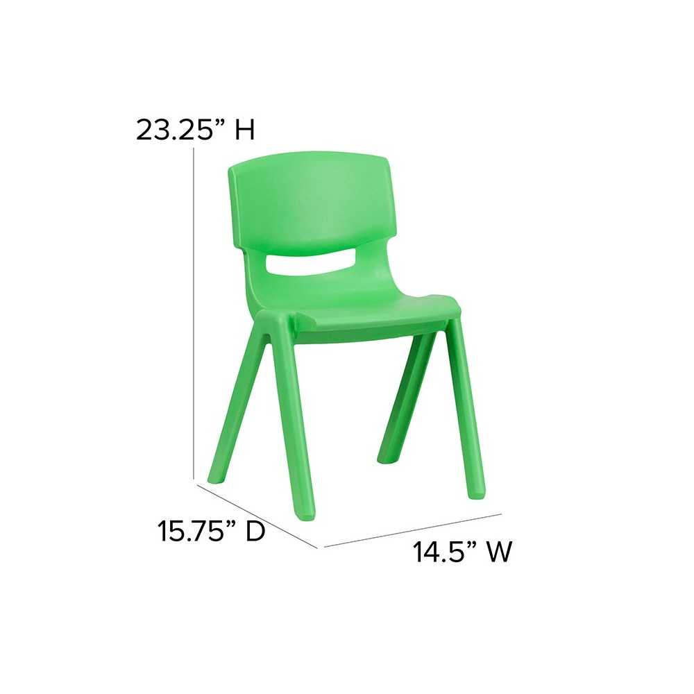 2 Pack Green Plastic Stackable School Chair with 13.25" Seat Height