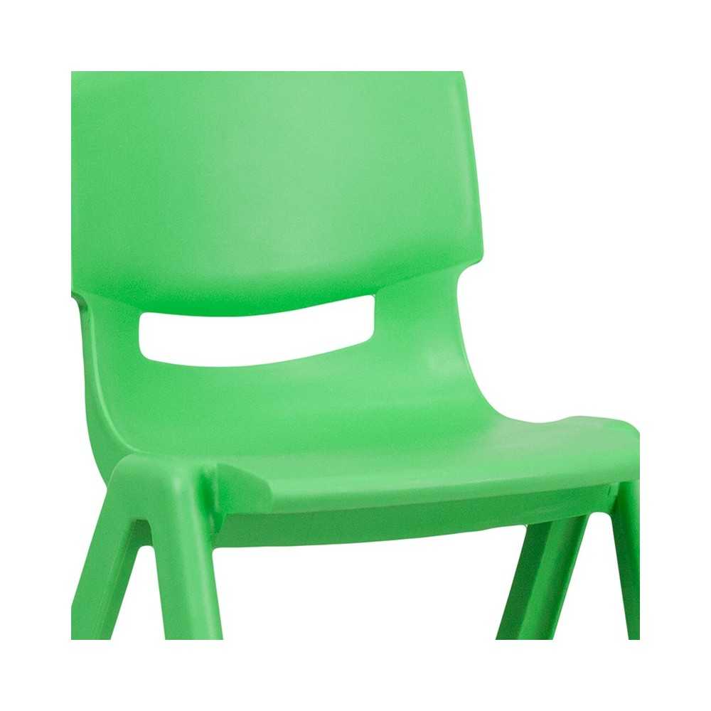 2 Pack Green Plastic Stackable School Chair with 13.25" Seat Height