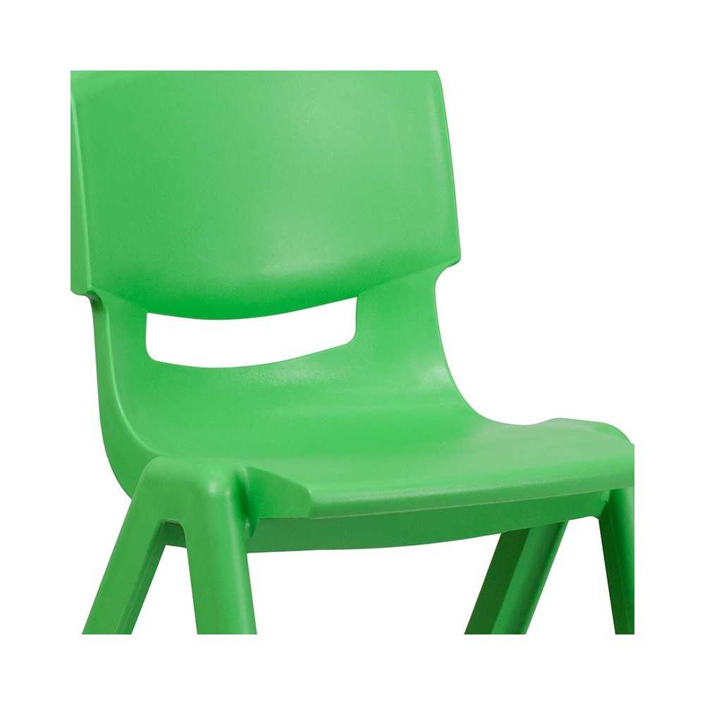2 Pack Green Plastic Stackable School Chair with 15.5" Seat Height