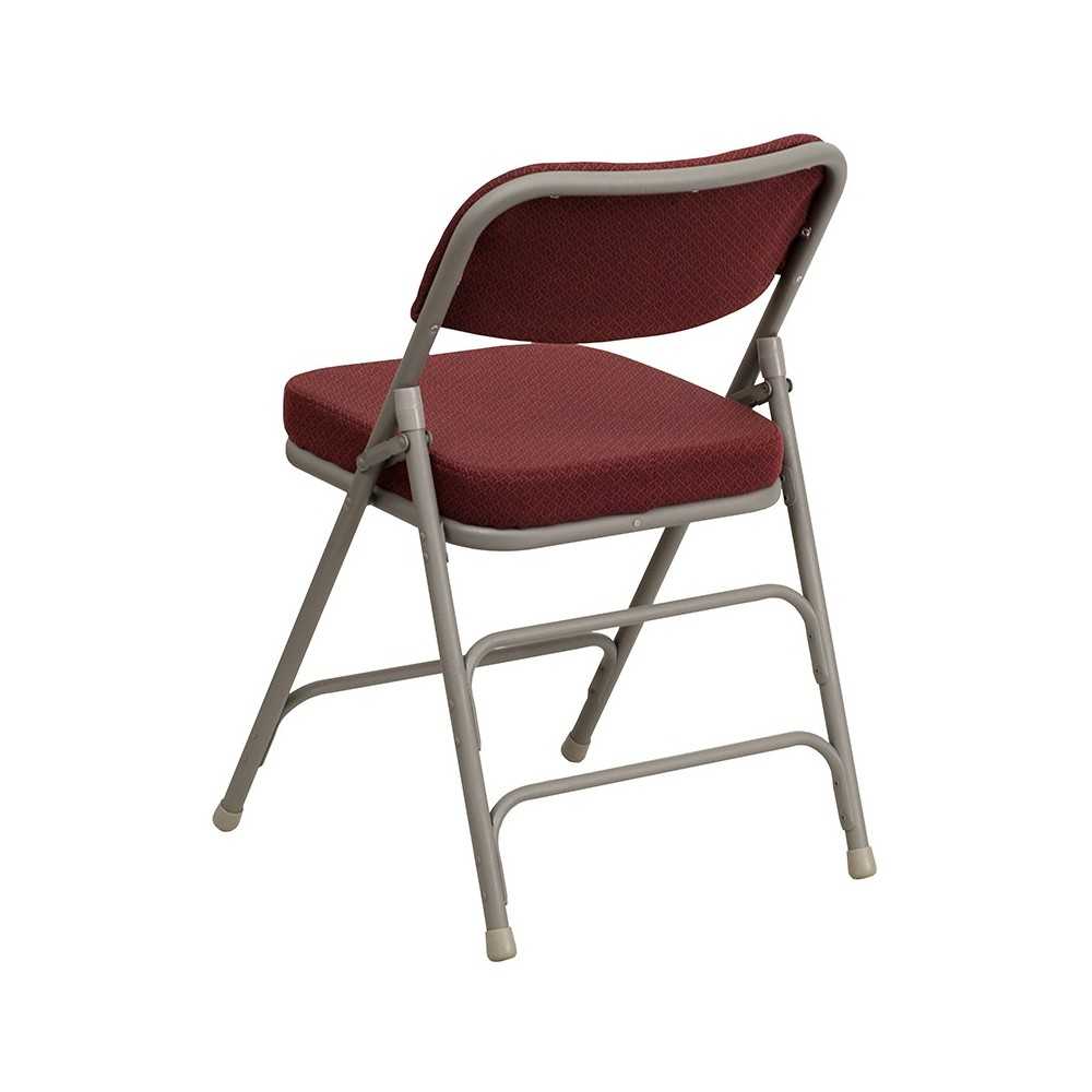 2 Pack Premium Curved Triple Braced & Double Hinged Burgundy Fabric Metal Folding Chair