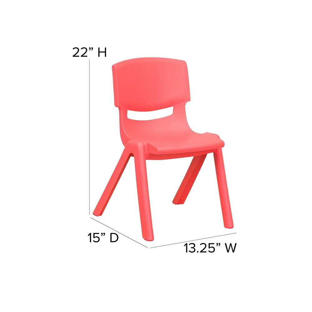 2 Pack Red Plastic Stackable School Chair with 12" Seat Height