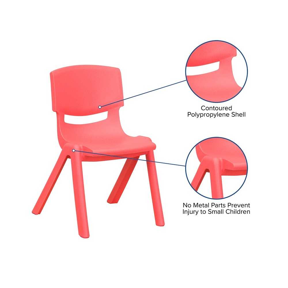 2 Pack Red Plastic Stackable School Chair with 12" Seat Height