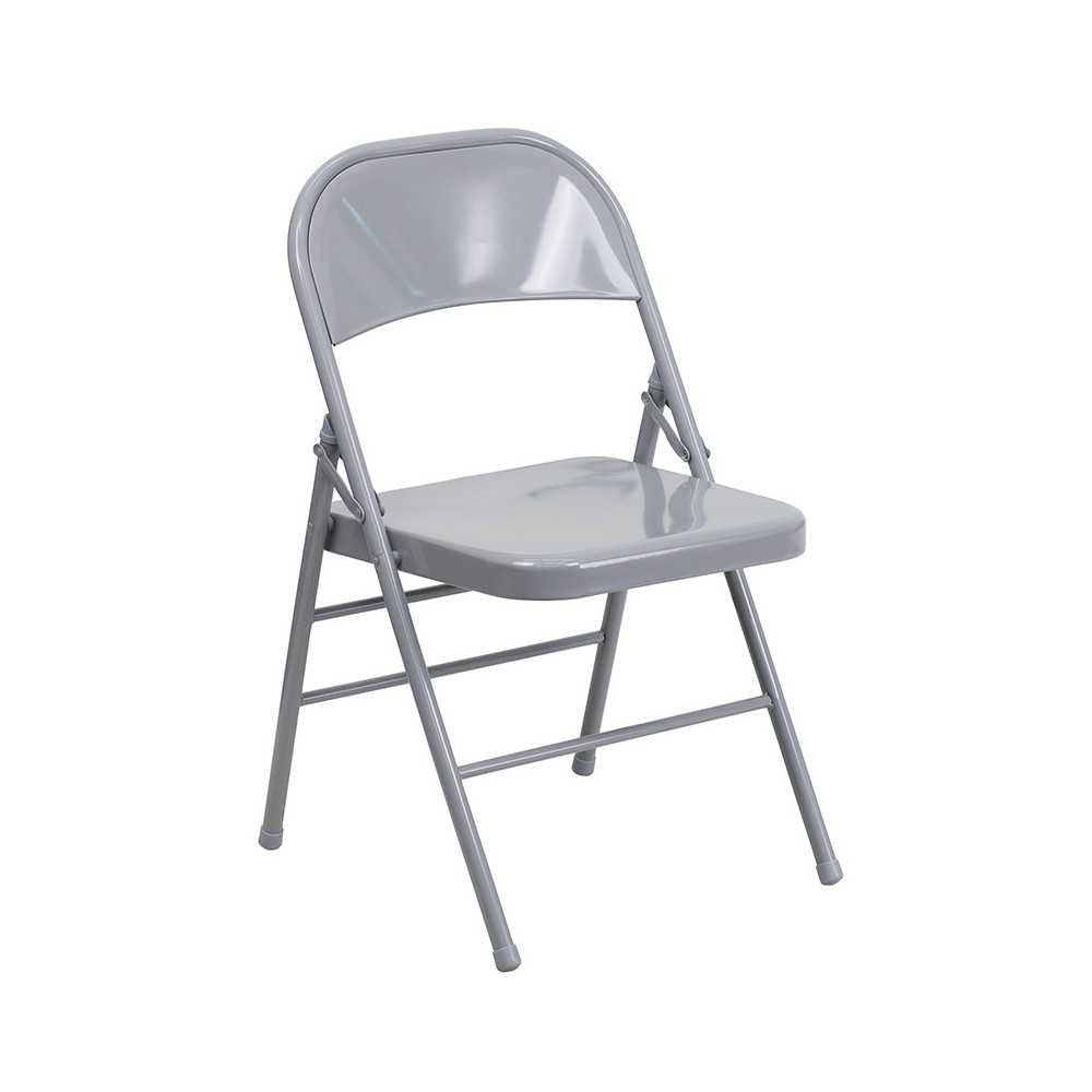 2 Pack Triple Braced & Double Hinged Gray Metal Folding Chair