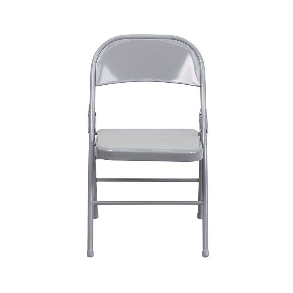 2 Pack Triple Braced & Double Hinged Gray Metal Folding Chair
