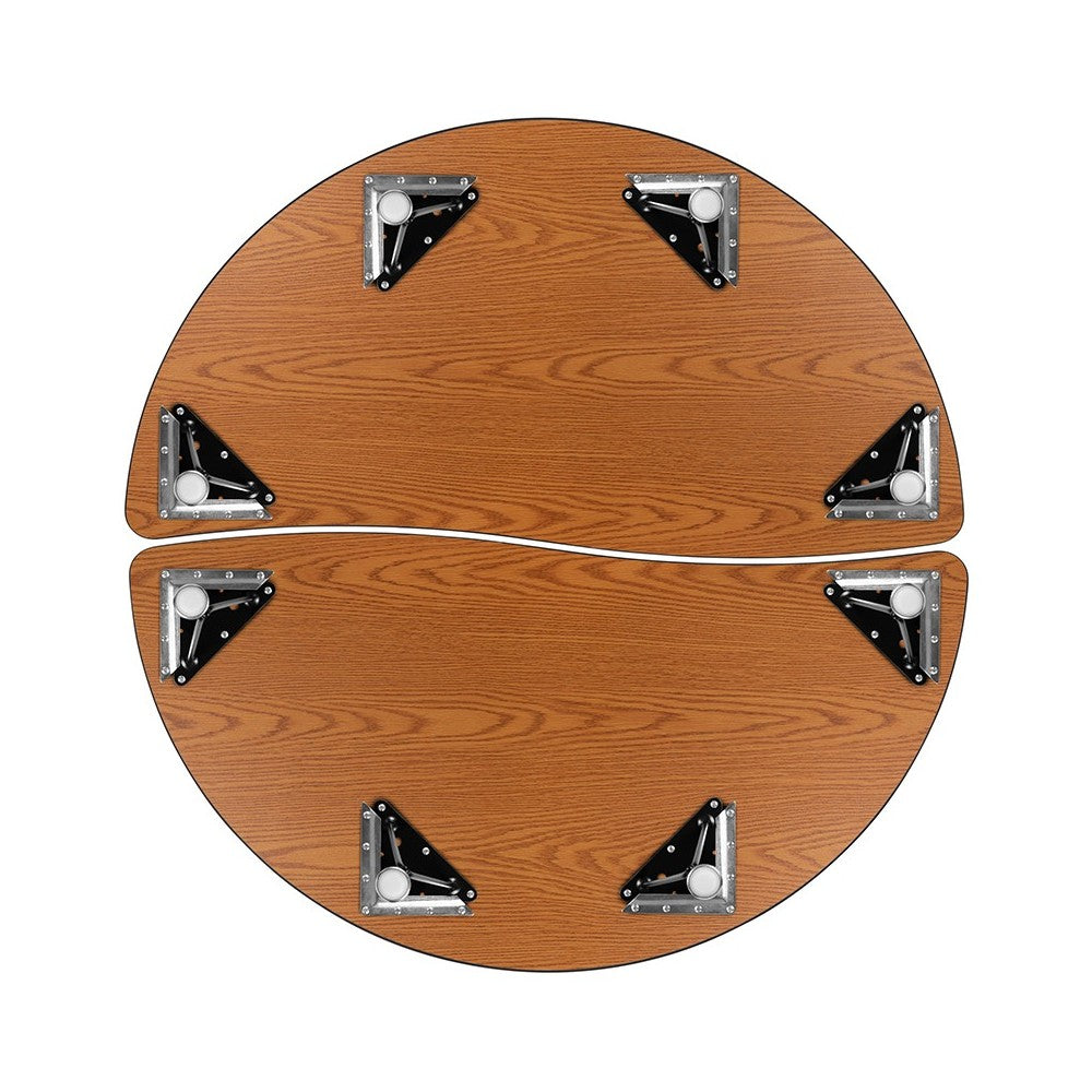 2 Piece 47.5" Circle Wave Collaborative Gray Thermal Laminate Activity Table Set - Height Adjustable Short Legs