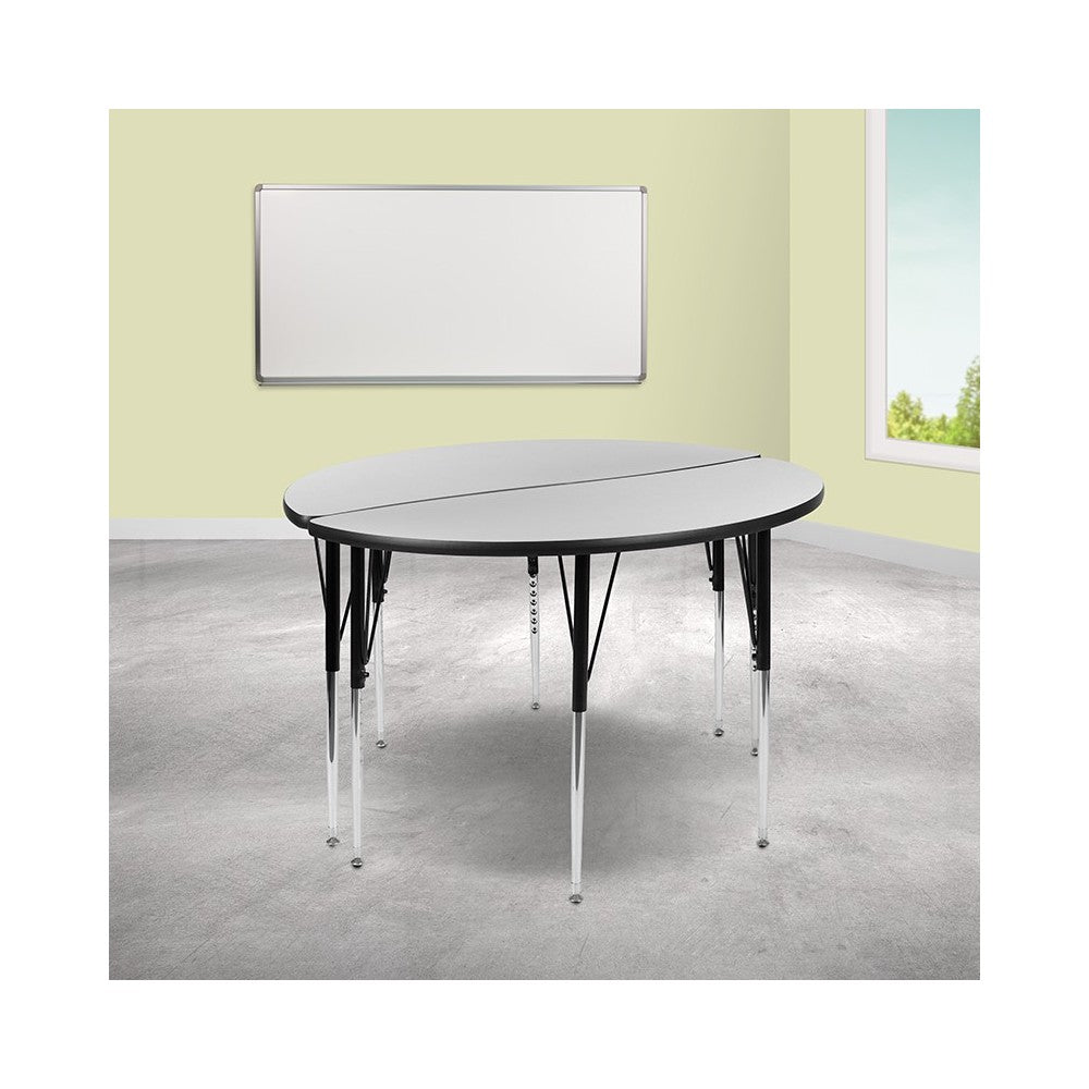 2 Piece 47.5" Circle Wave Collaborative Gray Thermal Laminate Activity Table Set - Standard Height Adjustable Legs