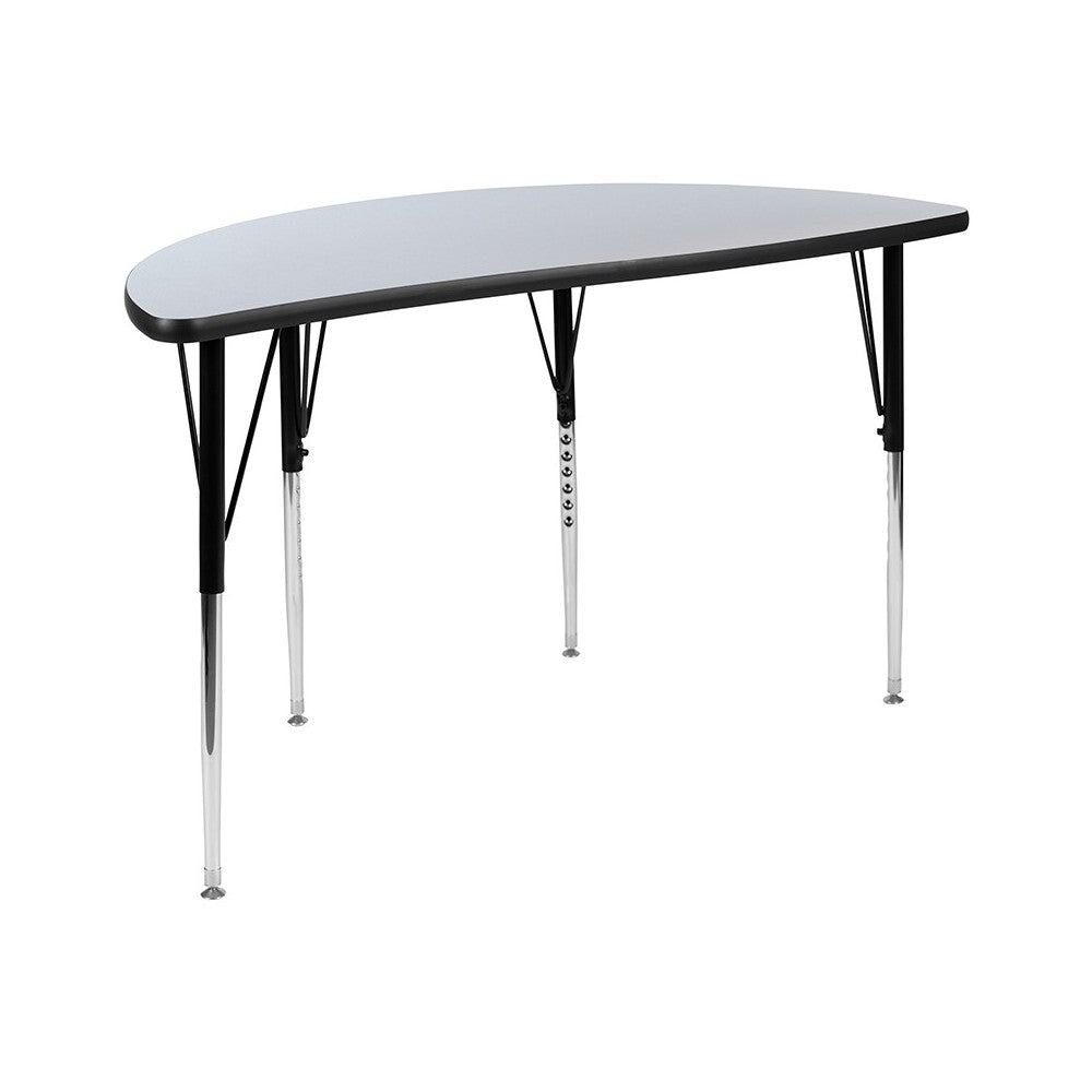 2 Piece 47.5" Circle Wave Collaborative Gray Thermal Laminate Activity Table Set - Standard Height Adjustable Legs
