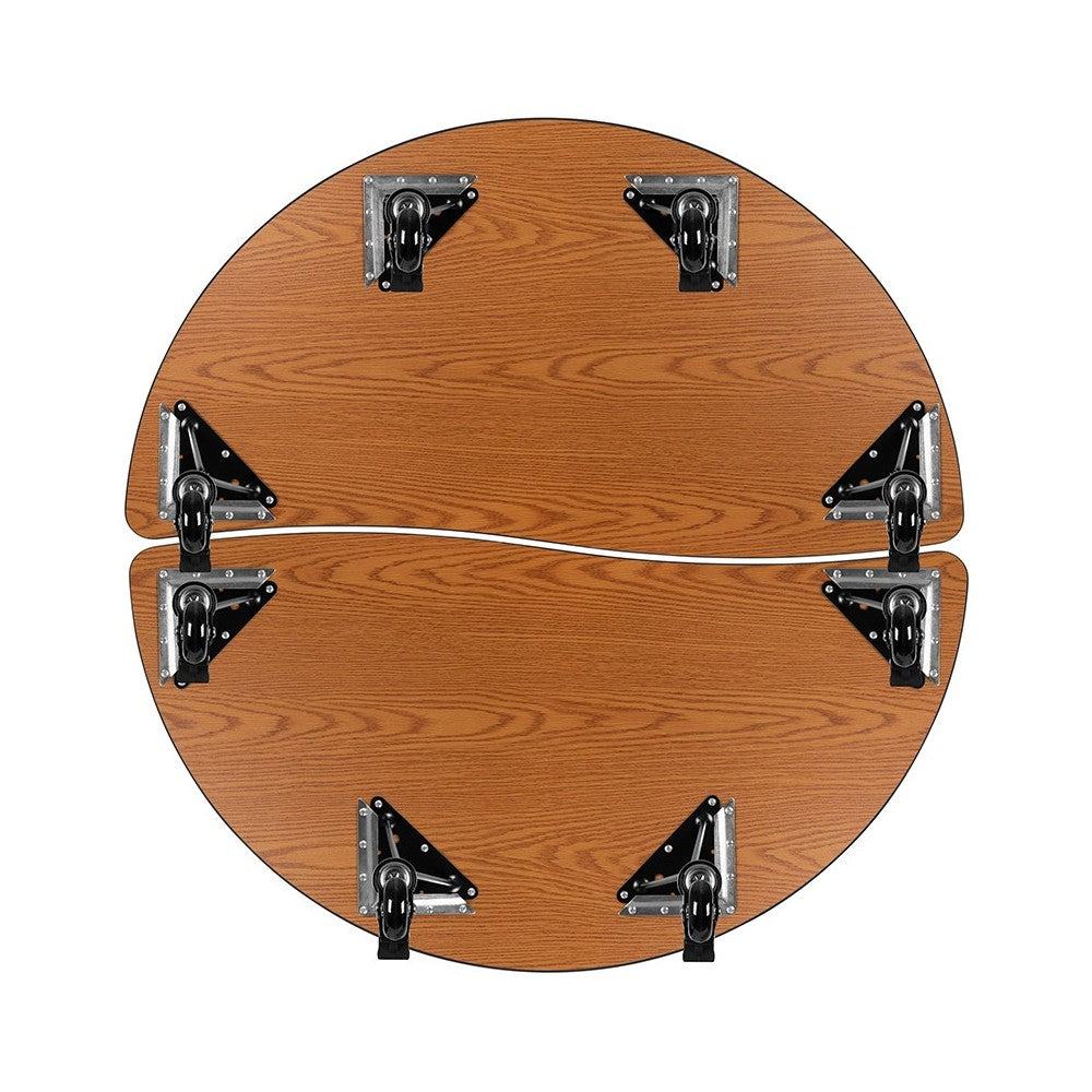 2 Piece Mobile 47.5" Circle Wave Collaborative Gray Thermal Laminate Adjustable Activity Table Set