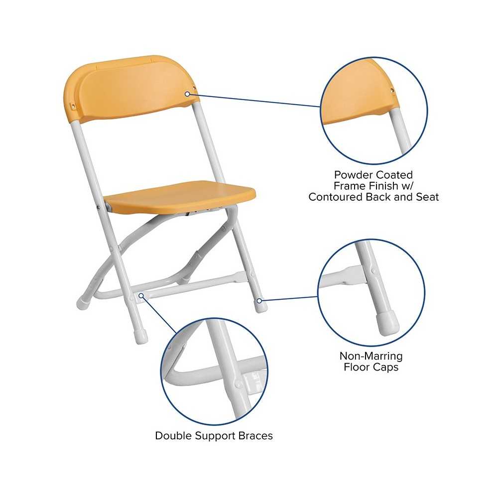2 Pk. Kids Yellow Plastic Folding Chair