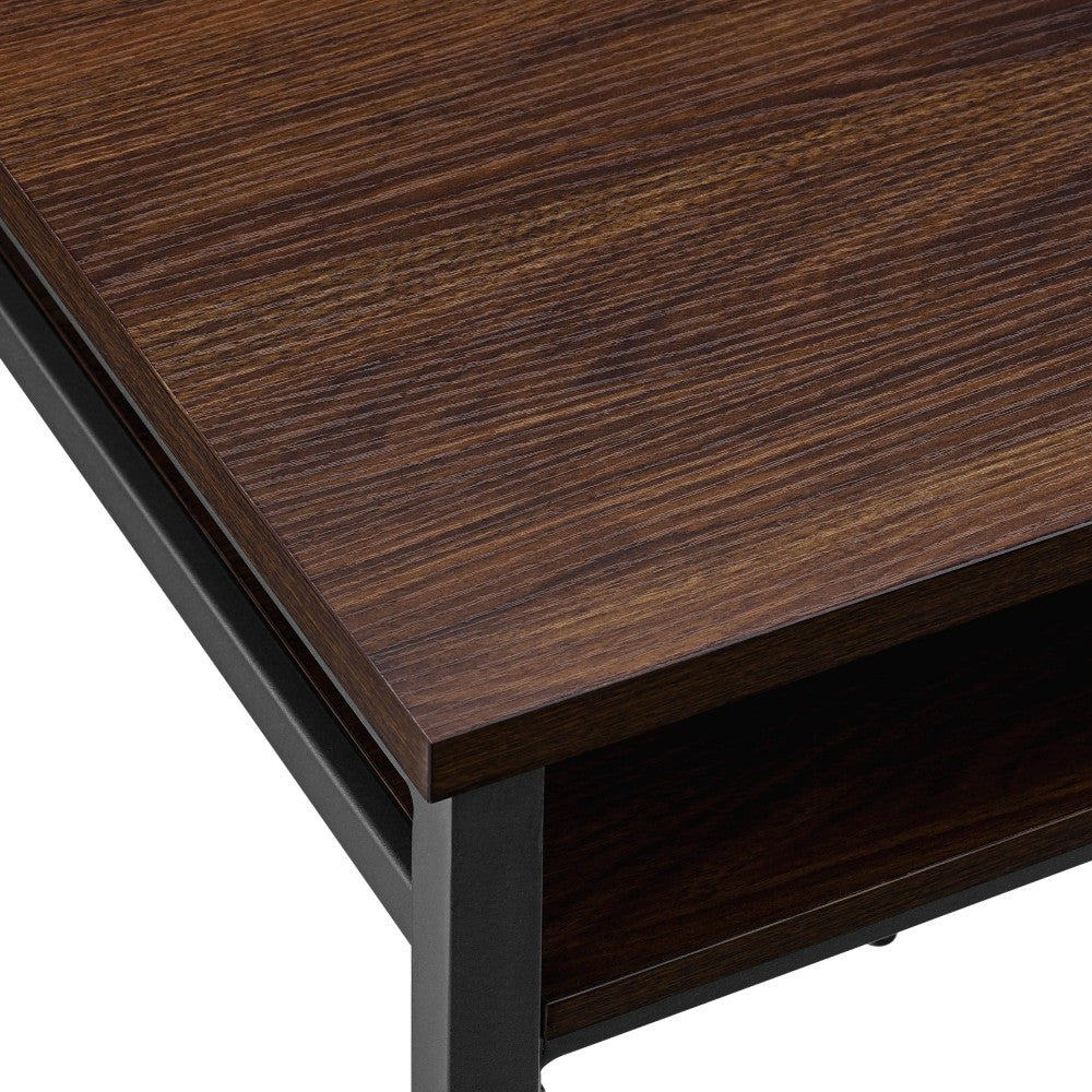 2 Tier Metal Inverted A Frame Dining Counter with Stools - Dark Walnut/Gray