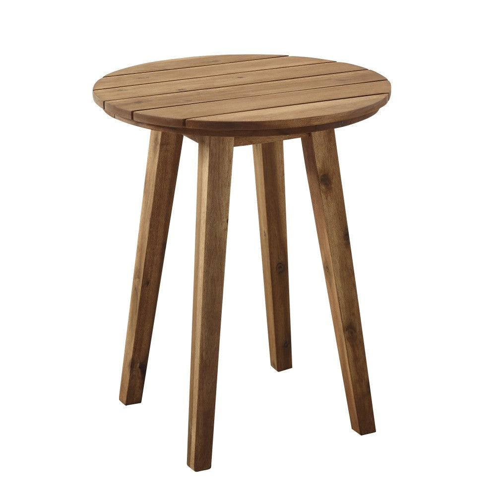 20" Acacia Wood Outdoor Round Side Table - Brown