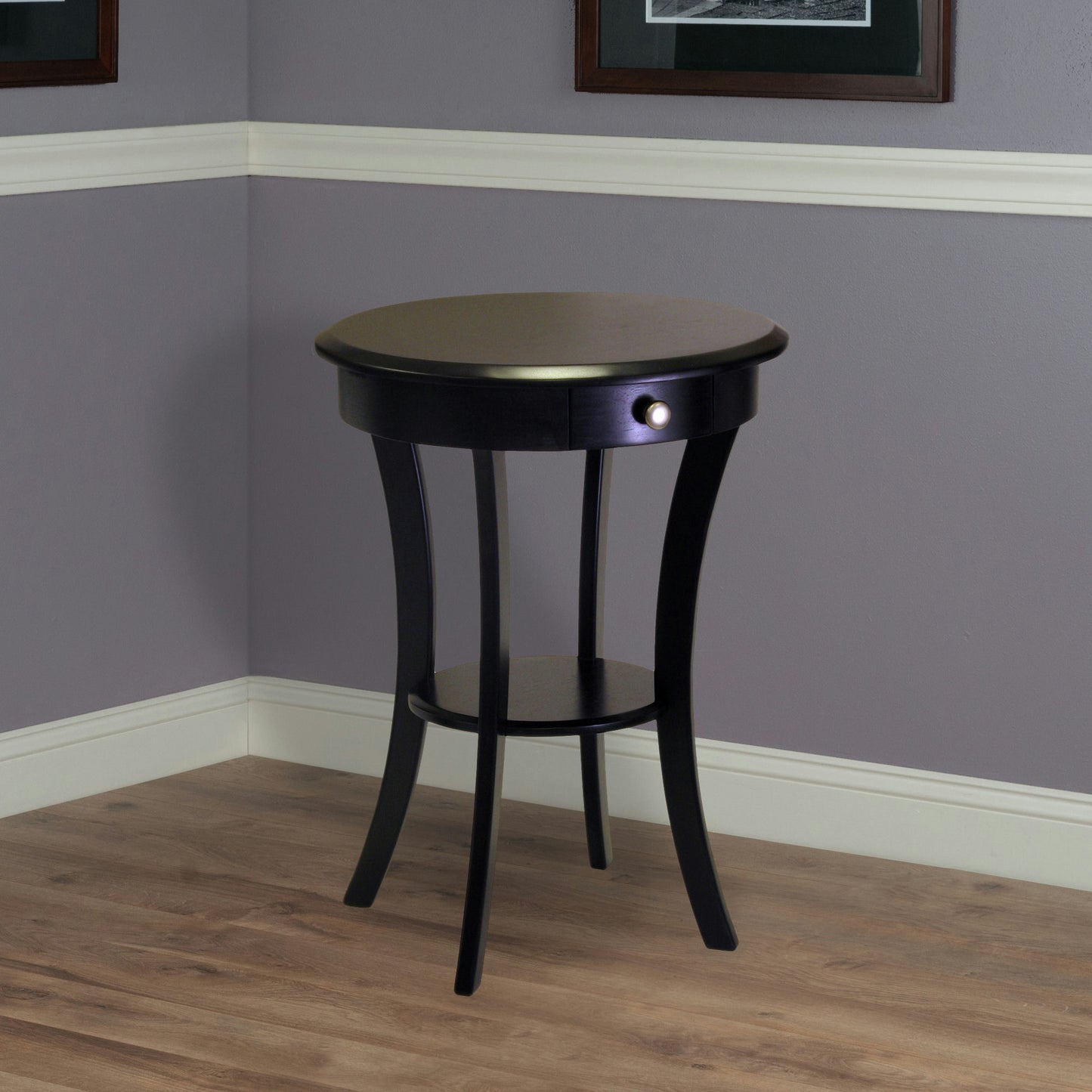 Sasha Round Accent Table, Black