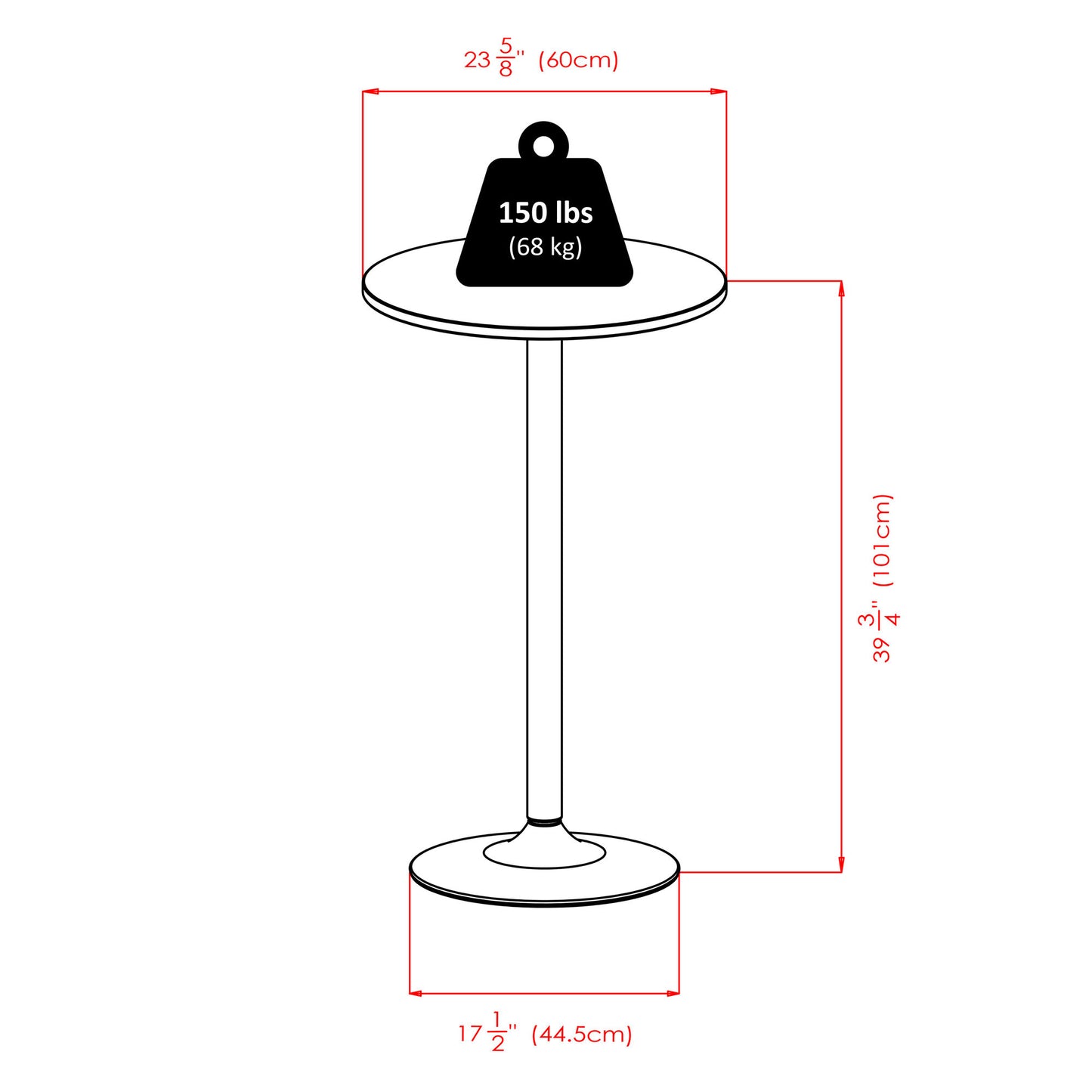 Obsidian 3-Pc Round Pub Table and Round Seat Bar Stools, Black