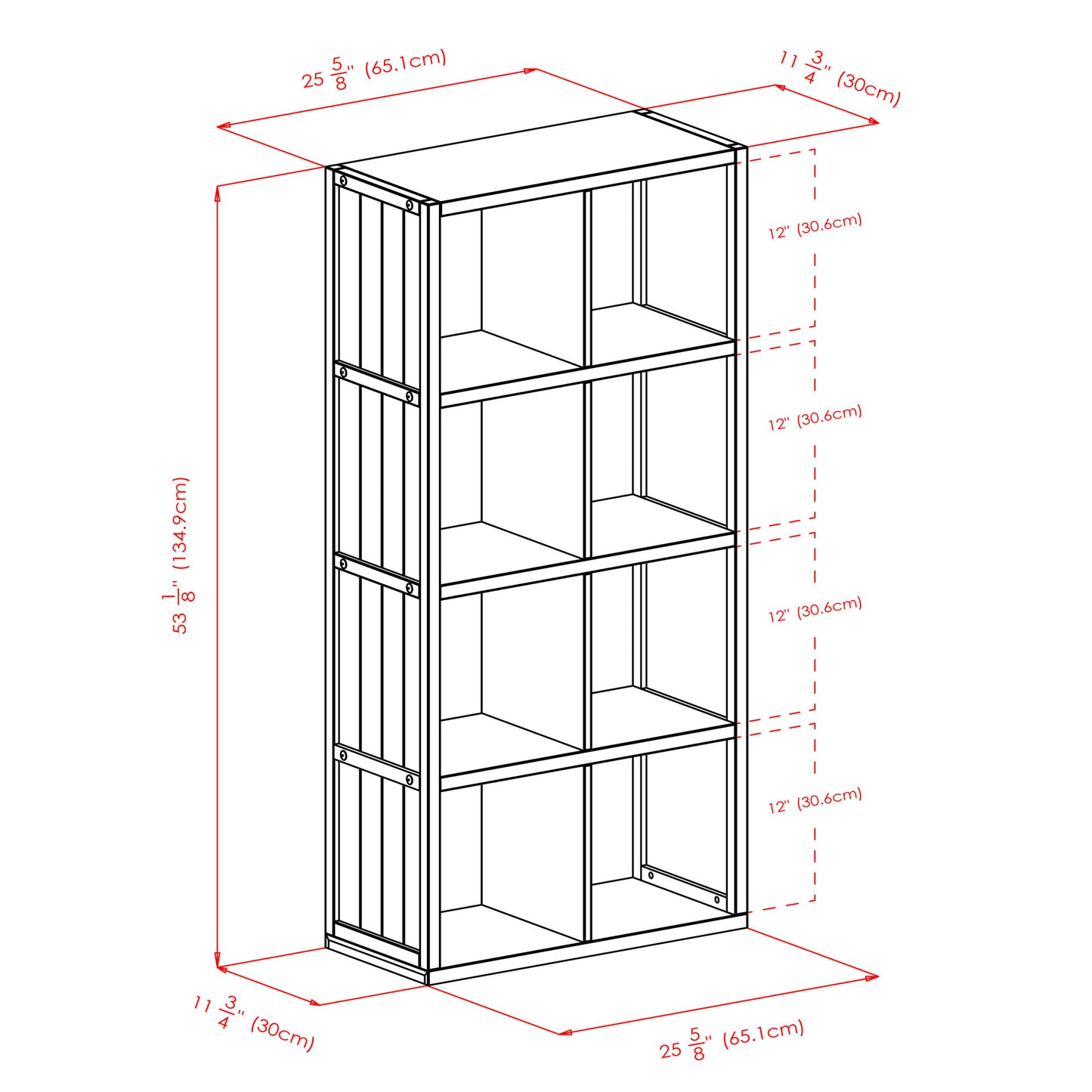 Timothy 5-Pc 4x2 Storage Shelf with 4 Foldable Woven Baskets, Black & Chocolate