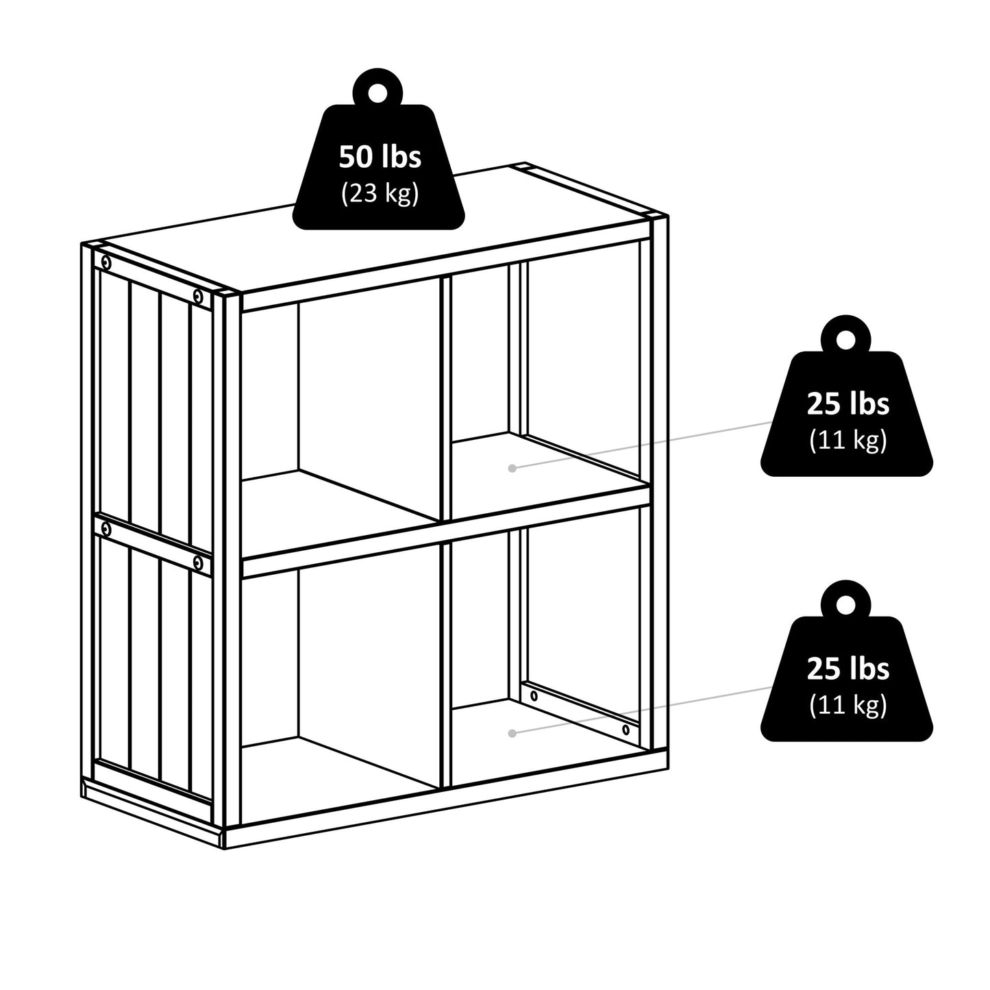 Timothy 5-Pc 2x2 Storage Shelf with 4 Foldable Fabric Baskets, Black & Chocolate