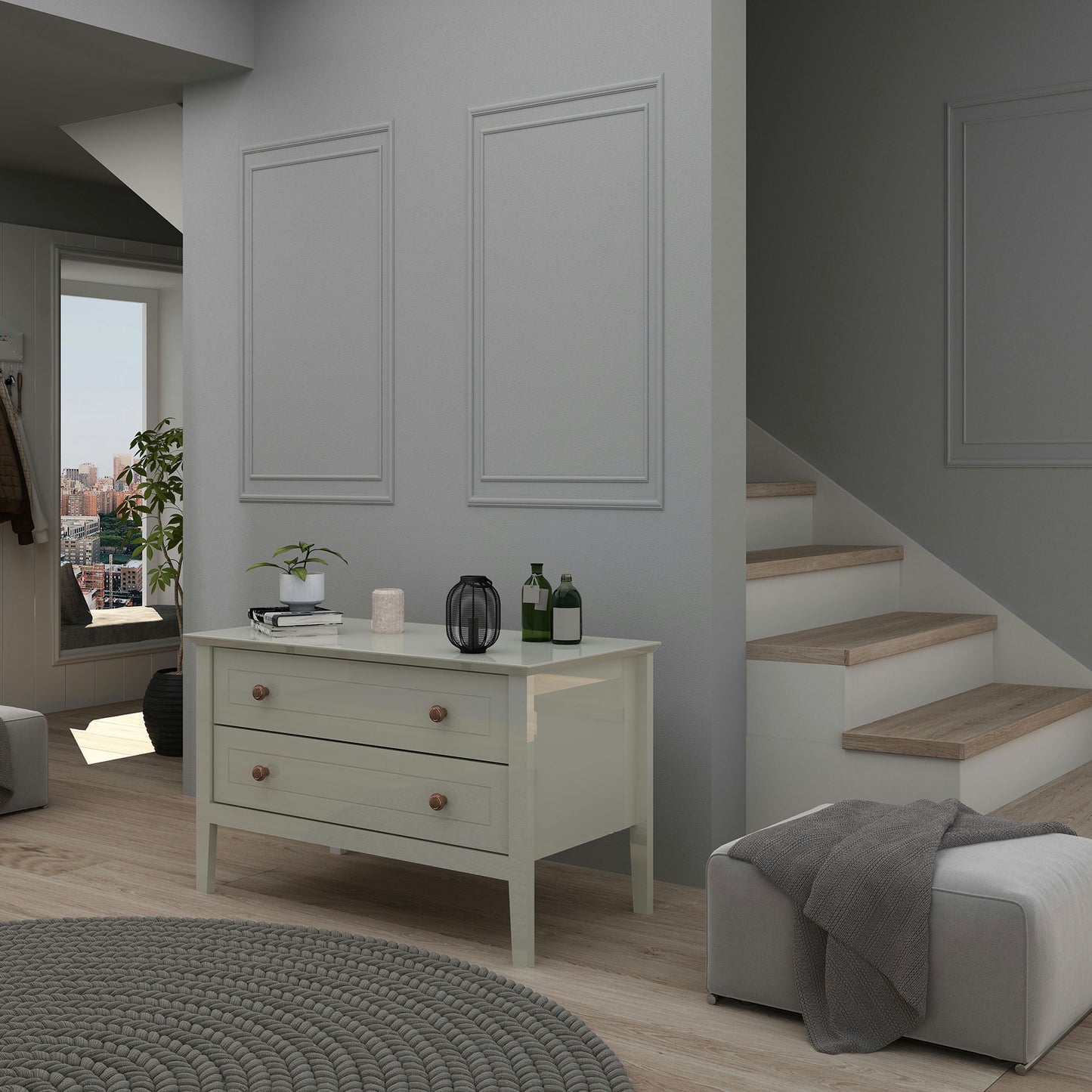 Crown Bachelor Dresser in Off White