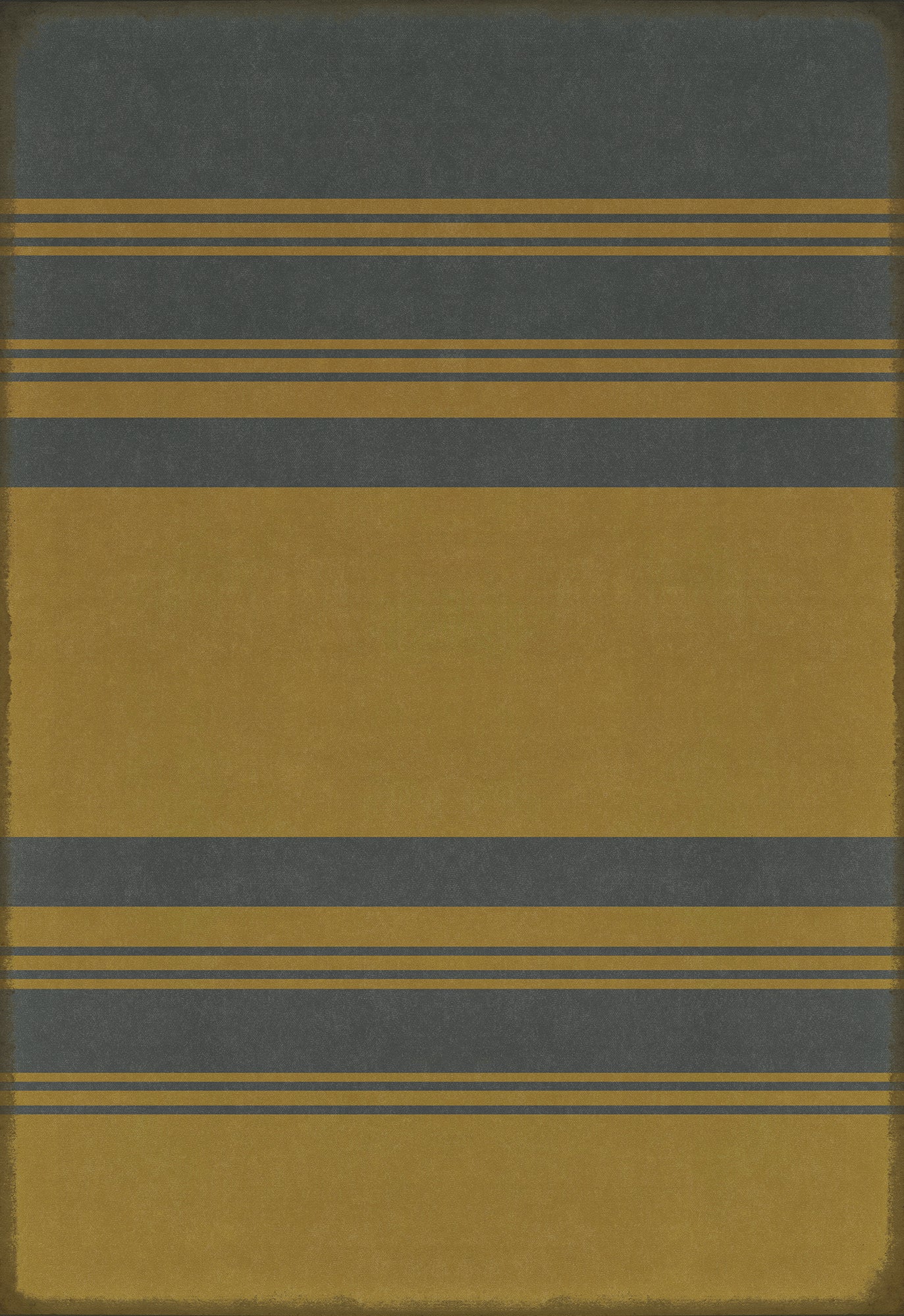 Pattern 50 Organic Stripes Blue and Yellow 70x102 Vintage Vinyl Floorcloth
