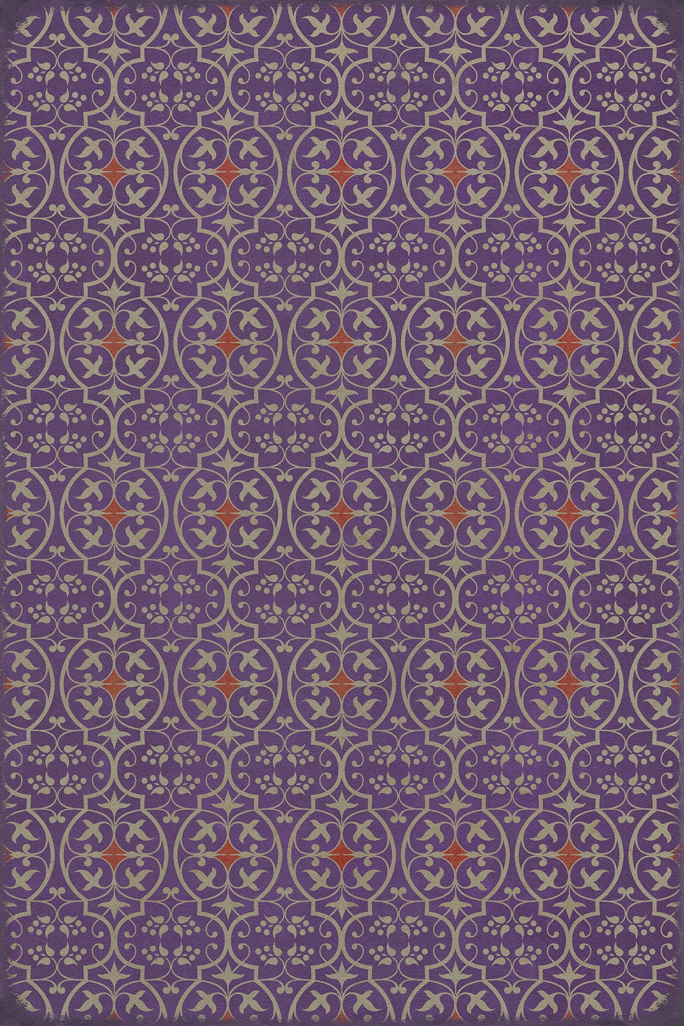 Pattern 51 I Shall Wear Purple 20x30 Vintage Vinyl Floorcloth