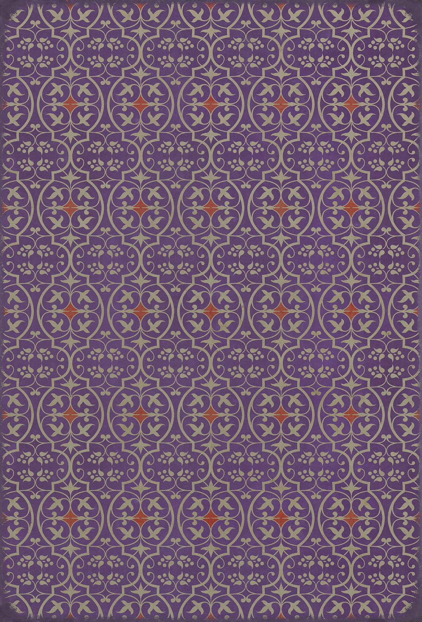 Pattern 51 I Shall Wear Purple 38x56 Vintage Vinyl Floorcloth