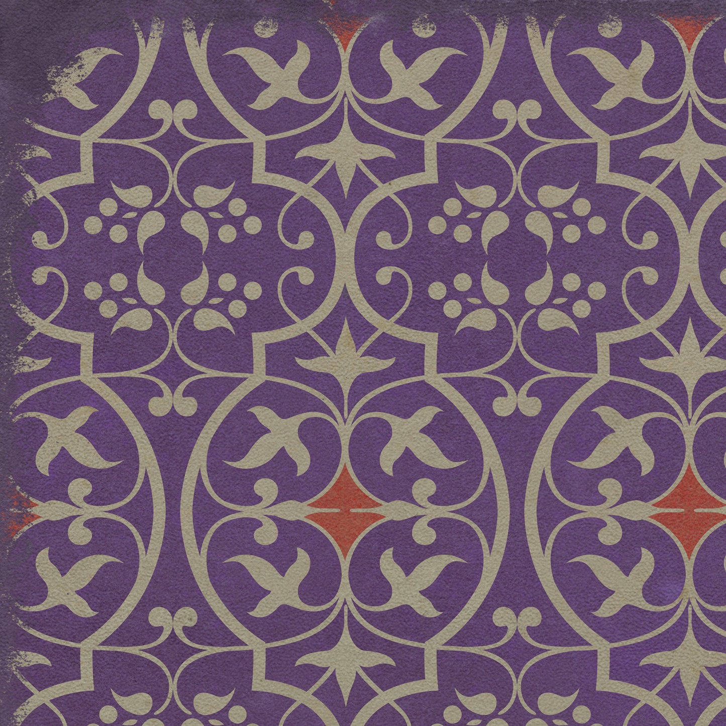Pattern 51 I Shall Wear Purple 38x56 Vintage Vinyl Floorcloth