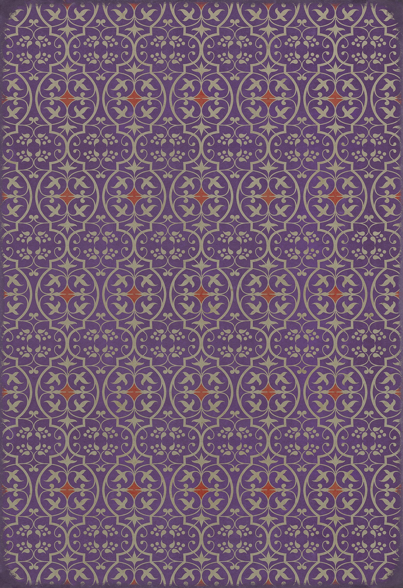 Pattern 51 I Shall Wear Purple 70x102 Vintage Vinyl Floorcloth