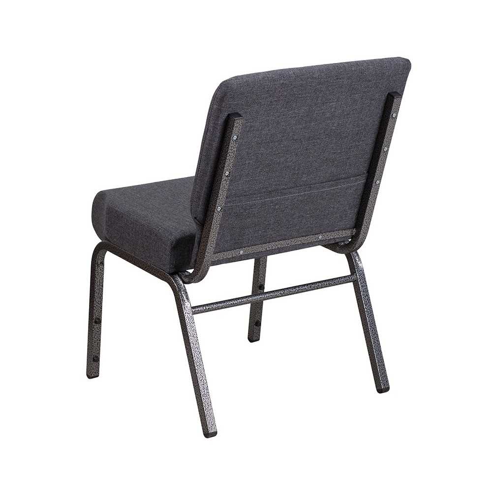 21''W Church Chair in Dark Gray Fabric - Silver Vein Frame