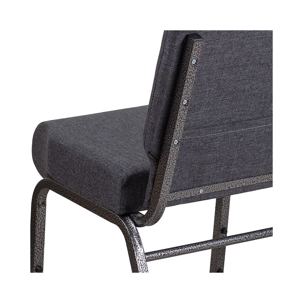 21''W Church Chair in Dark Gray Fabric - Silver Vein Frame