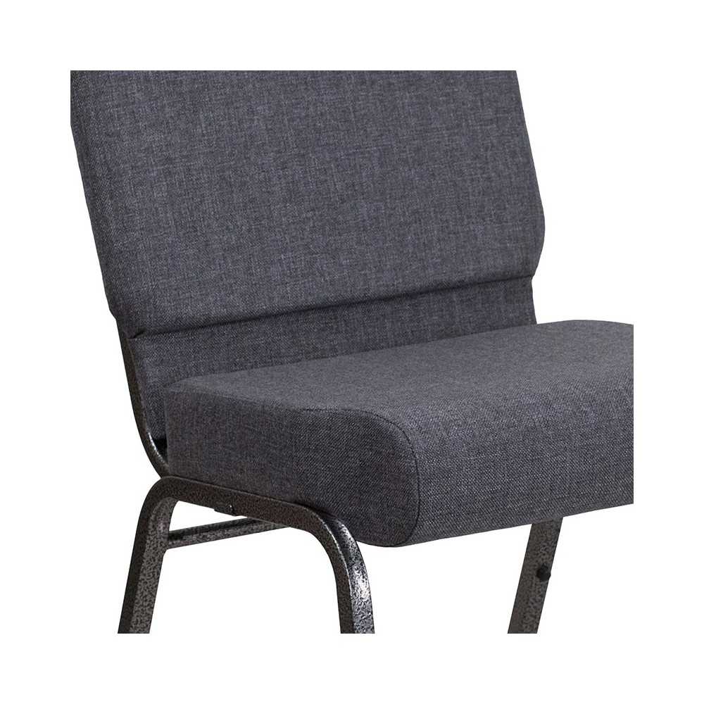 21''W Church Chair in Dark Gray Fabric - Silver Vein Frame