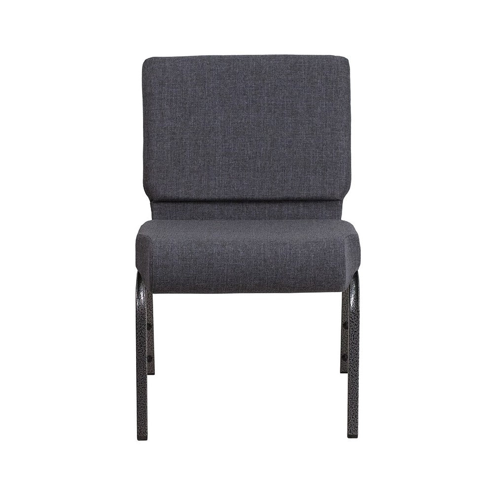 21''W Church Chair in Dark Gray Fabric - Silver Vein Frame
