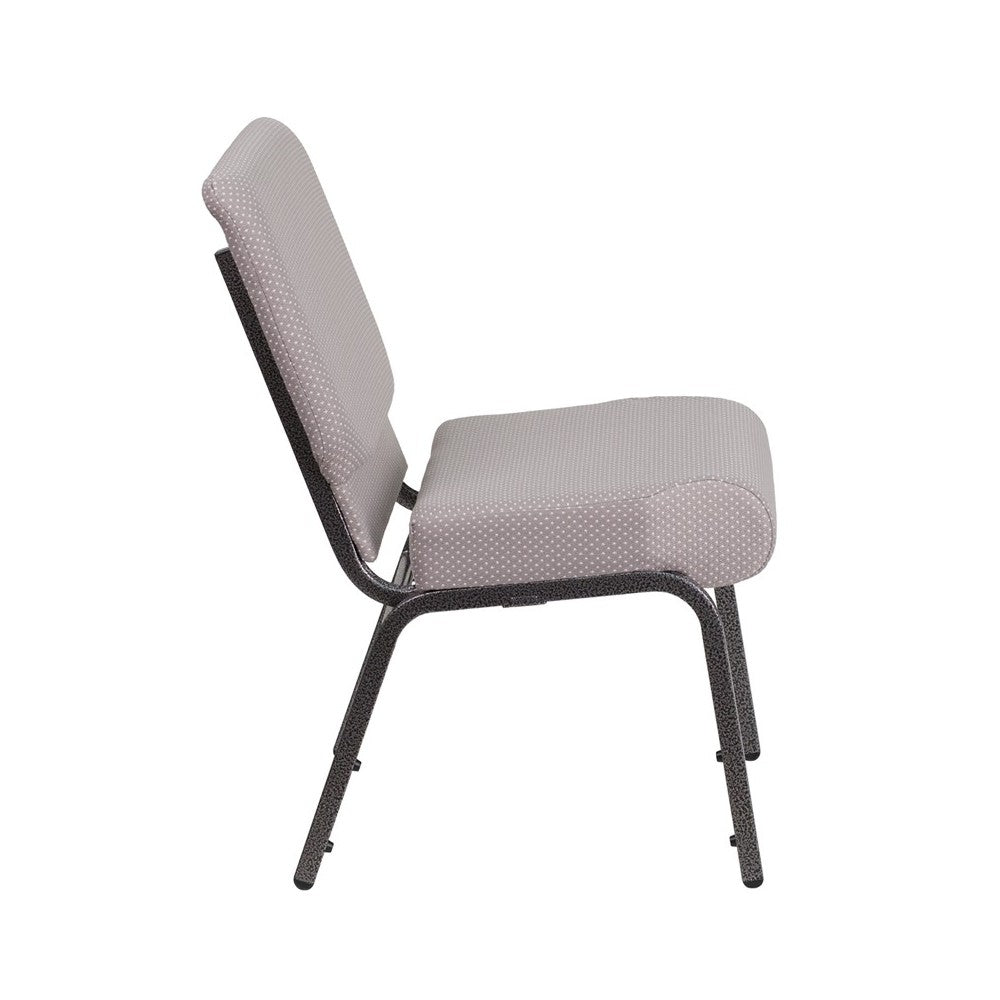 21''W Church Chair in Gray Dot Fabric - Silver Vein Frame