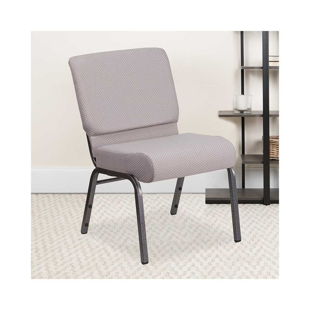 21''W Church Chair in Gray Dot Fabric - Silver Vein Frame