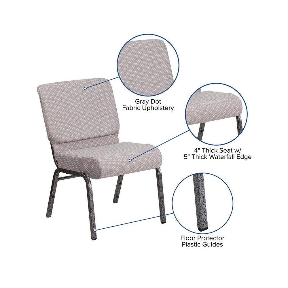 21''W Church Chair in Gray Dot Fabric - Silver Vein Frame